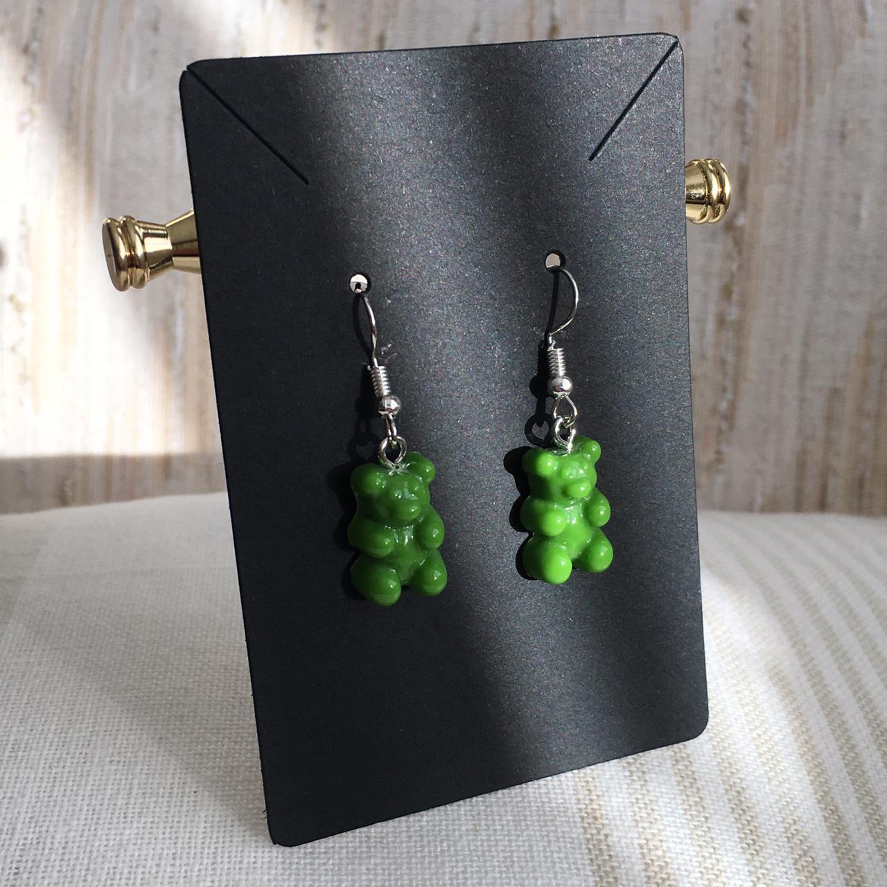 Cute Hand Made Resin Green Gummy Bear Drop Dangle - Image 4