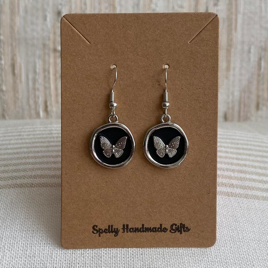 Black And Silver Stamped Wax Seal Style Butterfly - Image 2