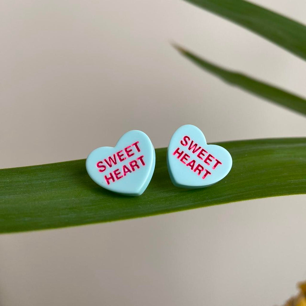 Blue Sweet Heart Valentines Day Candy Shaped Stud