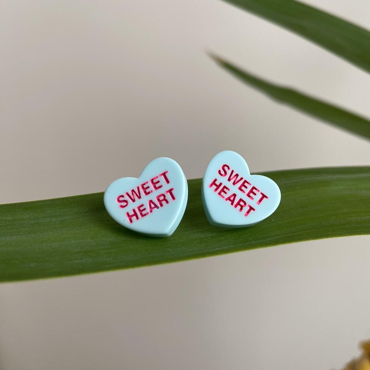 Blue Sweet Heart Valentines Day Candy Shaped Stud