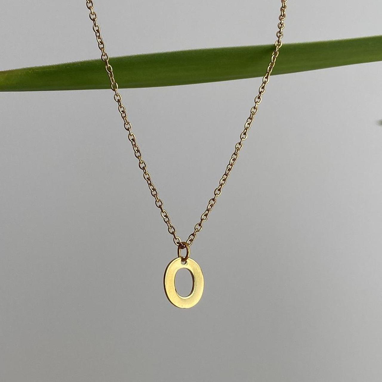 Gold Letter O Initial Pendant Chain Necklace 18