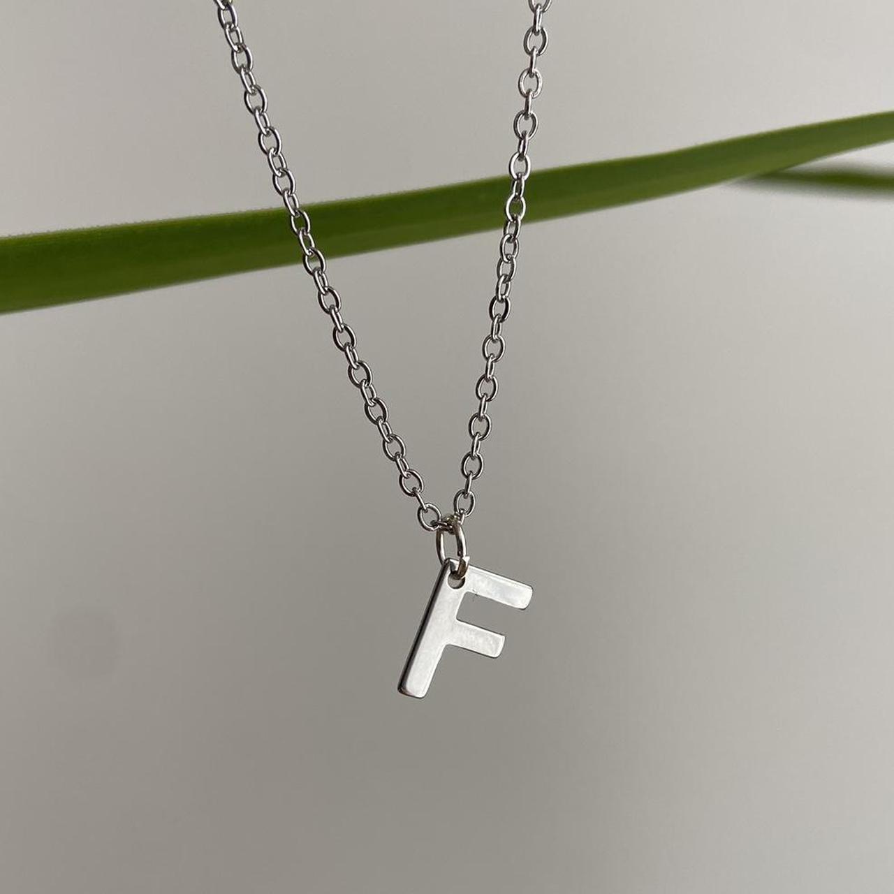 Silver Letter F Initial Pendant Chain Necklace