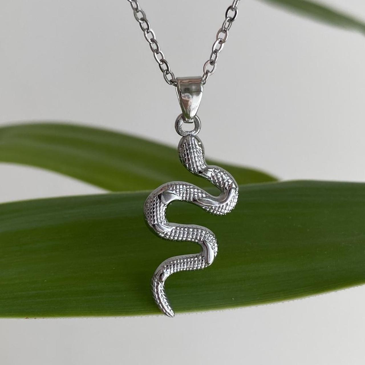 Silver Slithering Snake Pendant Chain Necklace