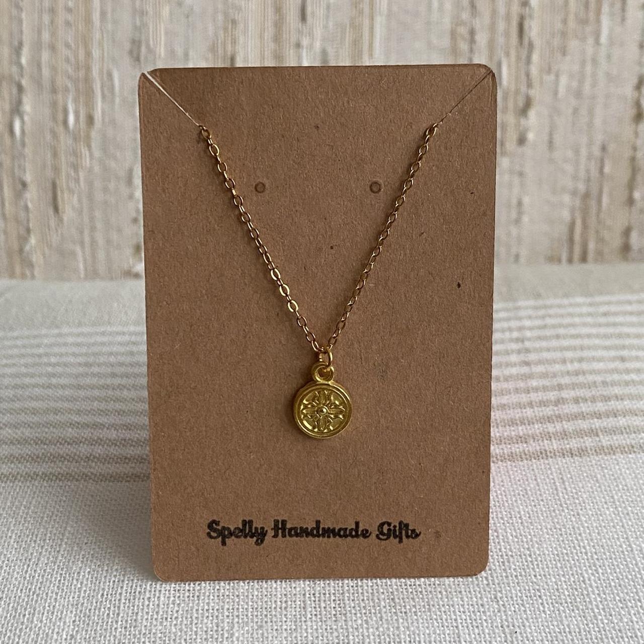 Gold Flower Cross Circle Pendant Chain Necklace - Image 4