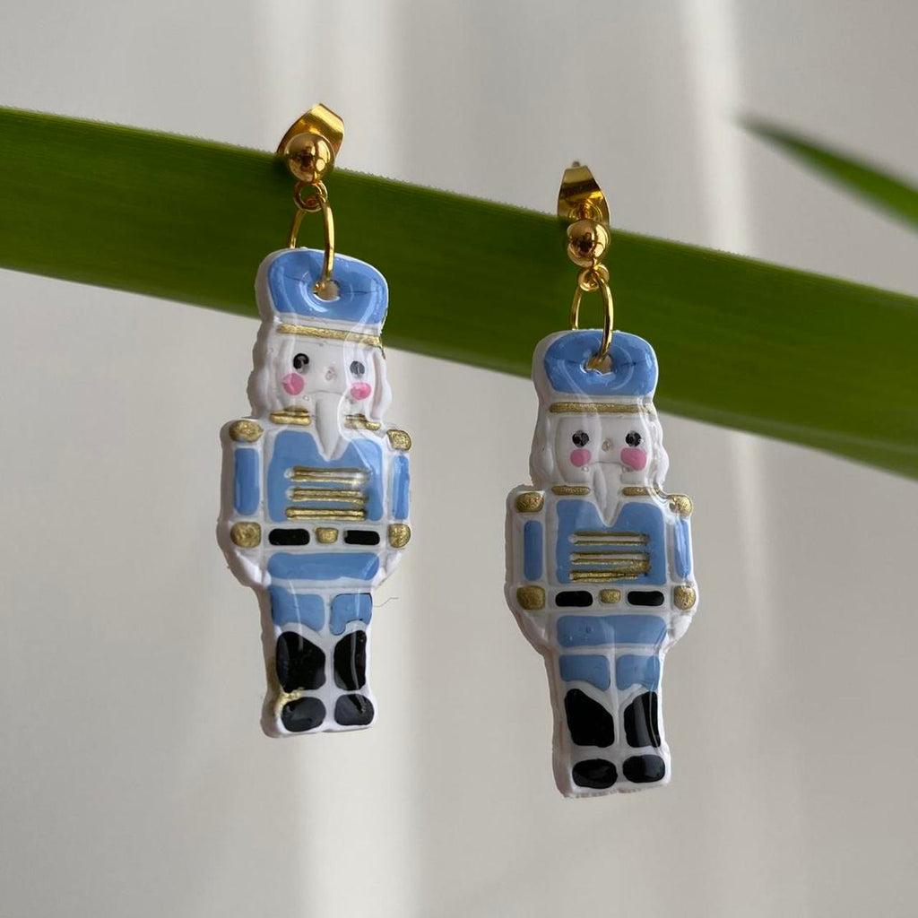 Made To Order Blue Nutcracker Polymer Clay Dangle - Image 3