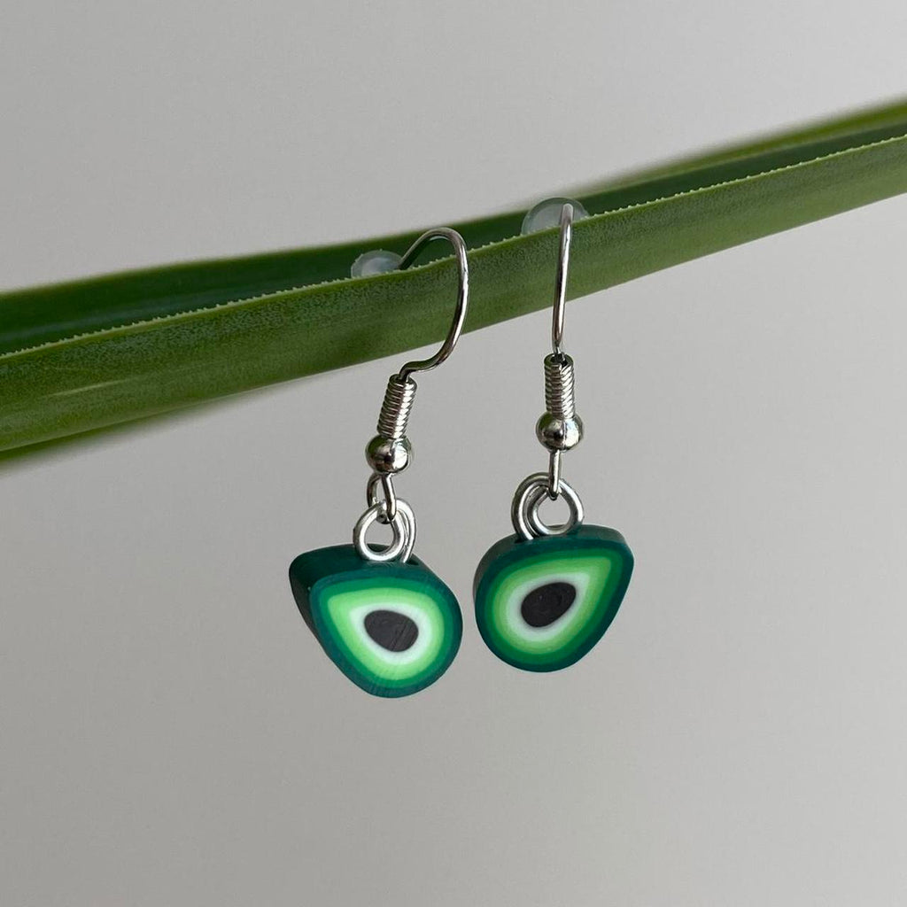 Green Avocado Fruit Polymer Clay Dangle Earrings - Image 2