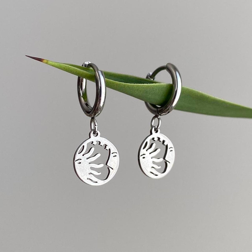 Petite Size Silver Sun And Moon Hoop Earrings 100