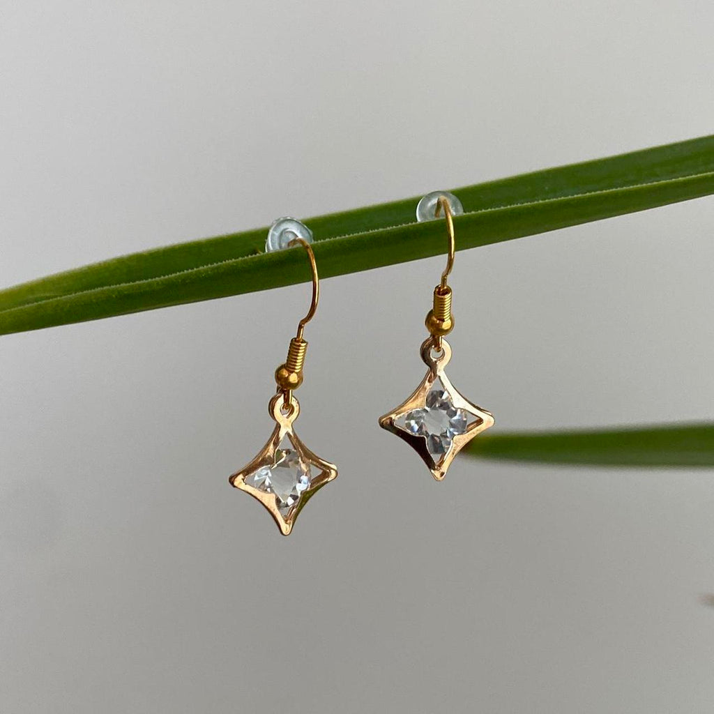 Diamond Gold Dangle Earrings Hand Made Pendant - Image 3