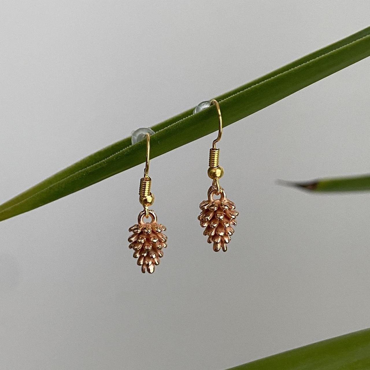 Rose Gold Pinecone Dangle Earrings Also Comes In - Image 3
