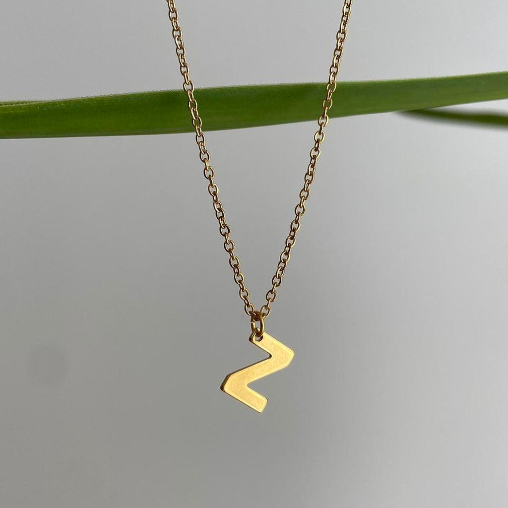 Gold Letter Z Initial Pendant Chain Necklace 18