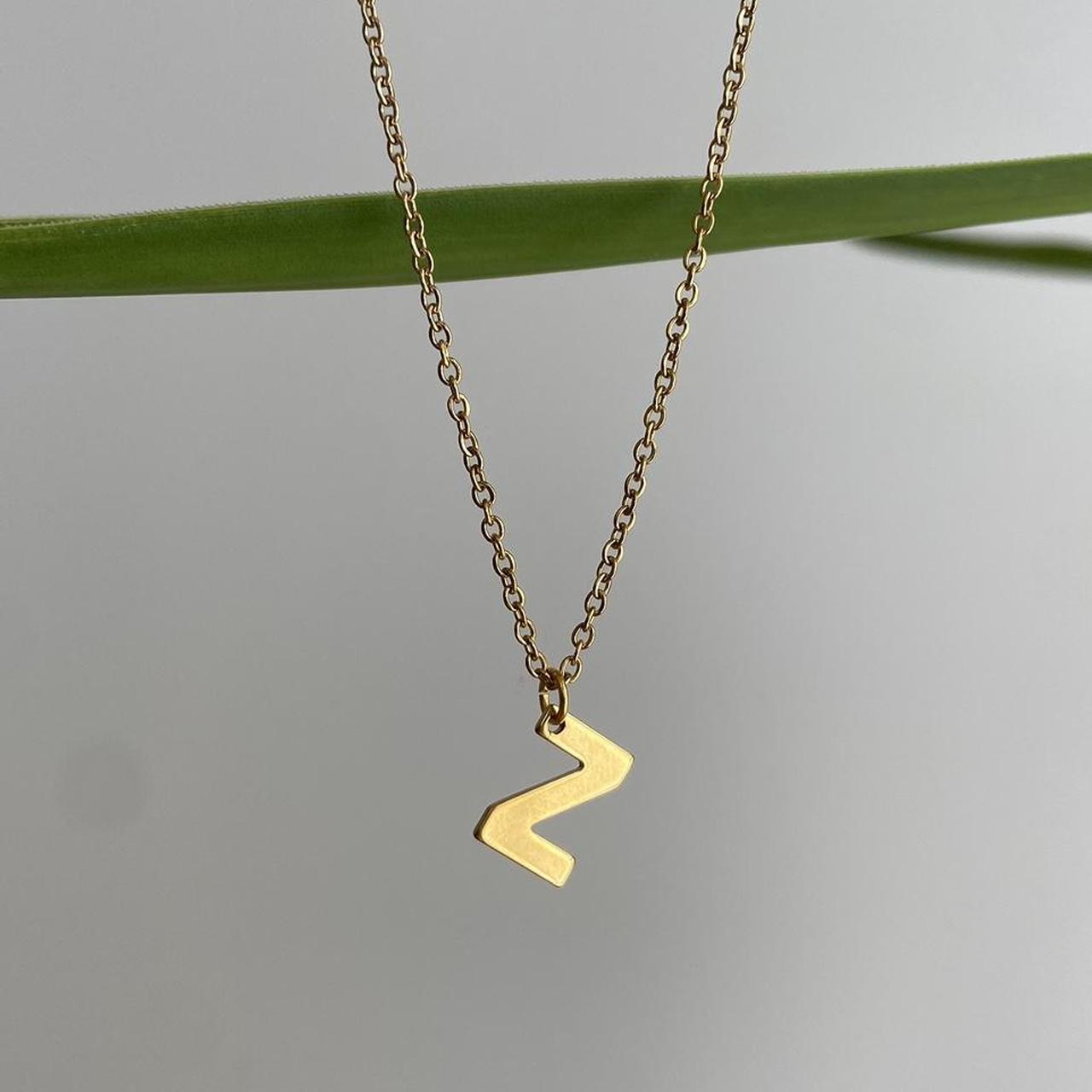 Gold Letter Z Initial Pendant Chain Necklace 18
