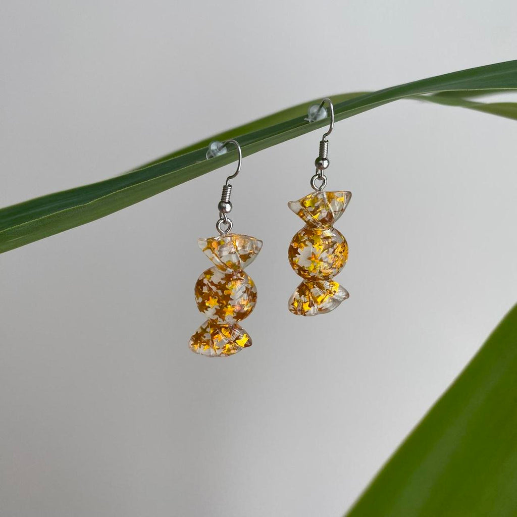 Sparkly Resin Yellow Gold Candy Dangle Earrings With - Image 6