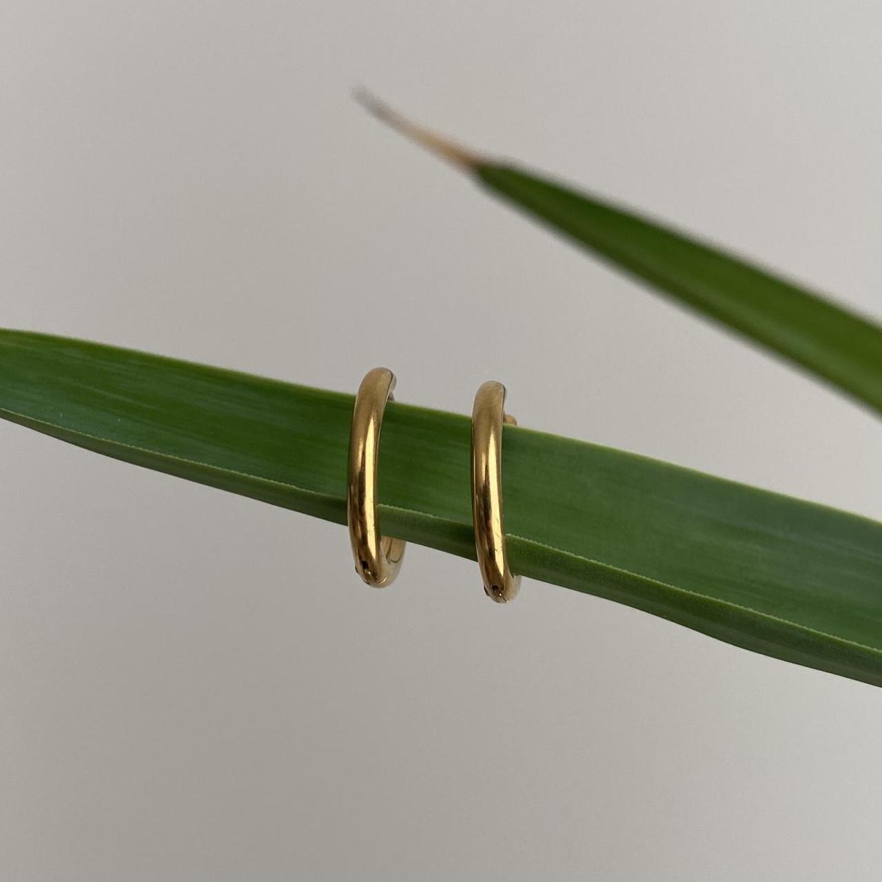 Medium Size Gold Hoop Earrings Also Available In - Image 3
