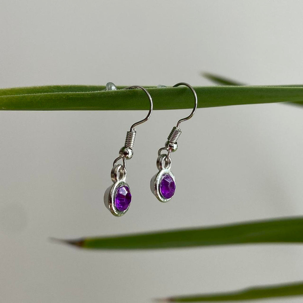 Purple Gem Dangle Earrings Silver Accents Hand - Image 4