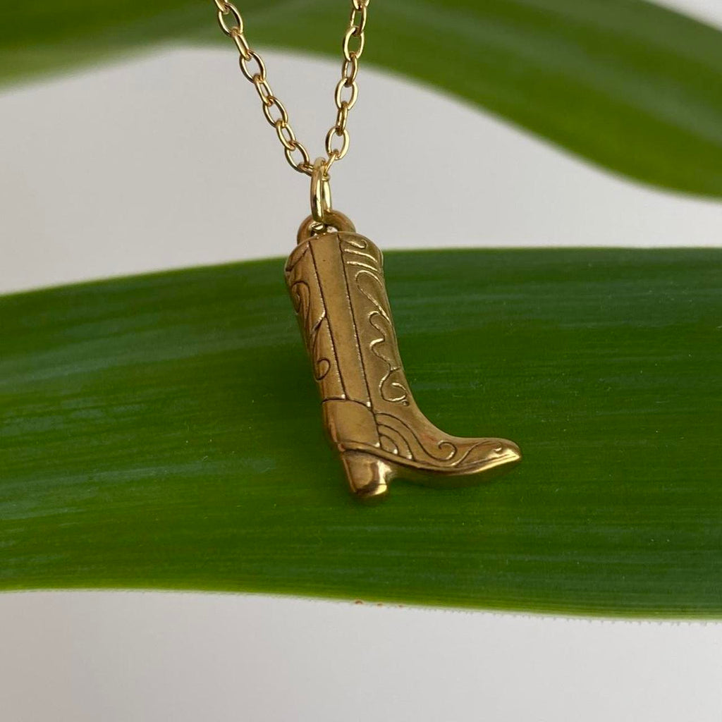 Gold Cowgirl Boot Pendant Chain Necklace Also - Image 5
