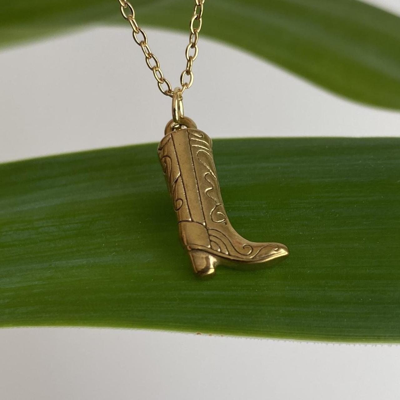 Gold Cowgirl Boot Pendant Chain Necklace Also - Image 5