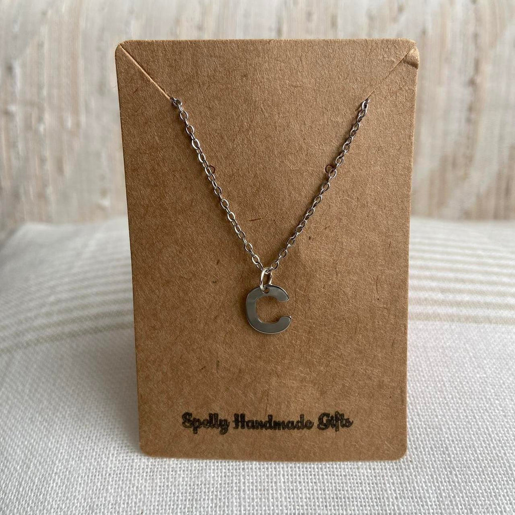 Silver Letter C Initial Pendant Chain Necklace - Image 3