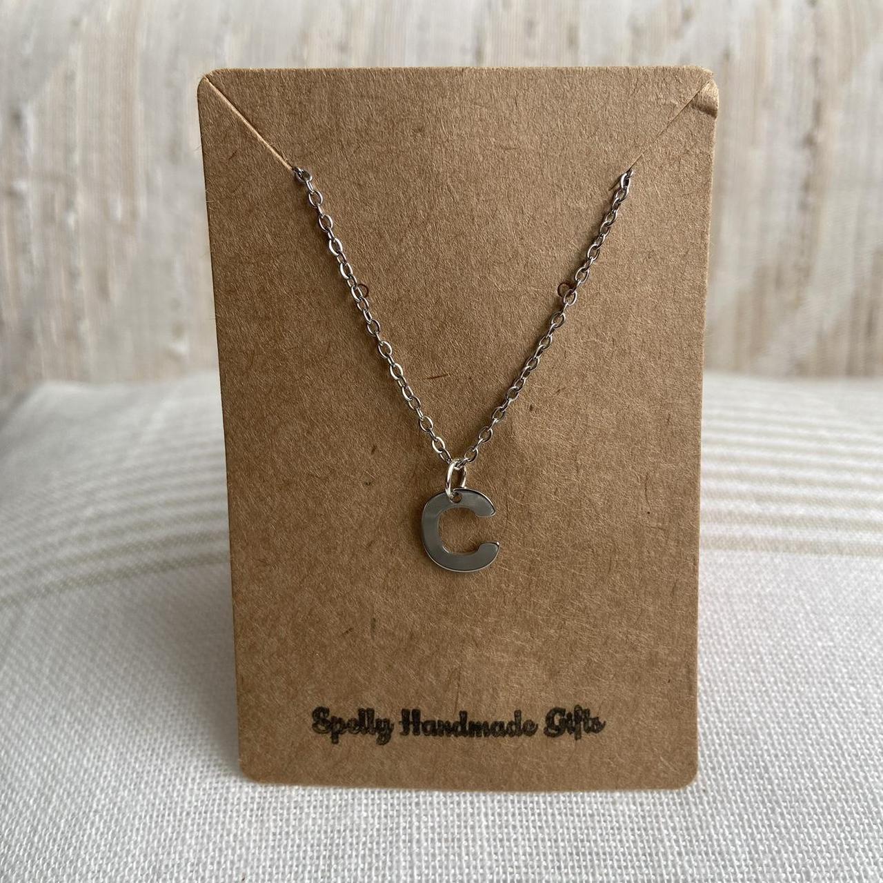 Silver Letter C Initial Pendant Chain Necklace - Image 3