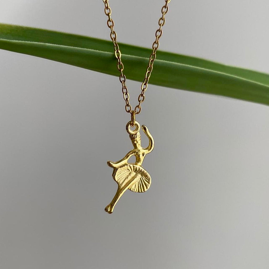 Gold Dancing Ballerina Pendant Chain Necklace 18 - Image 3