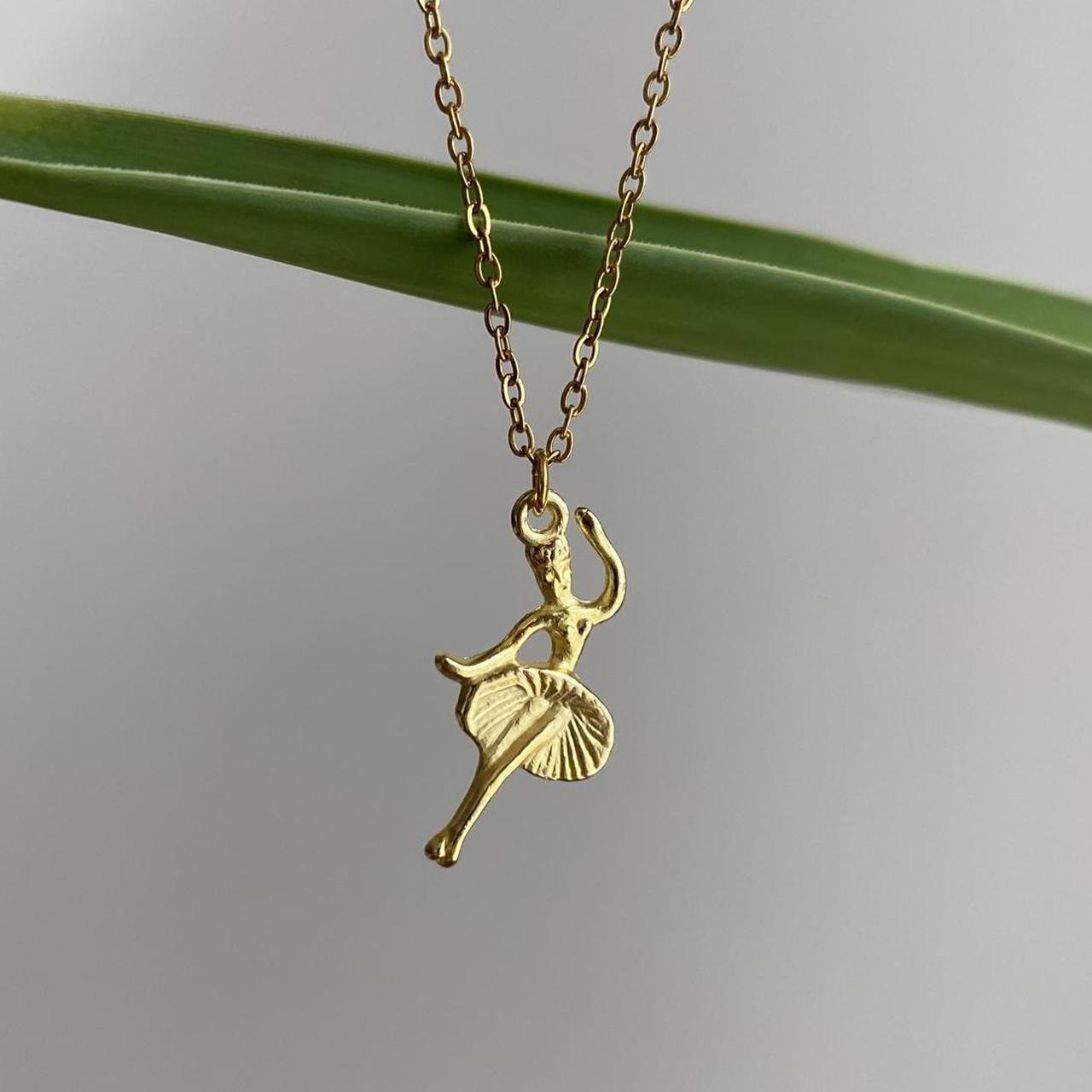 Gold Dancing Ballerina Pendant Chain Necklace 18 - Image 3