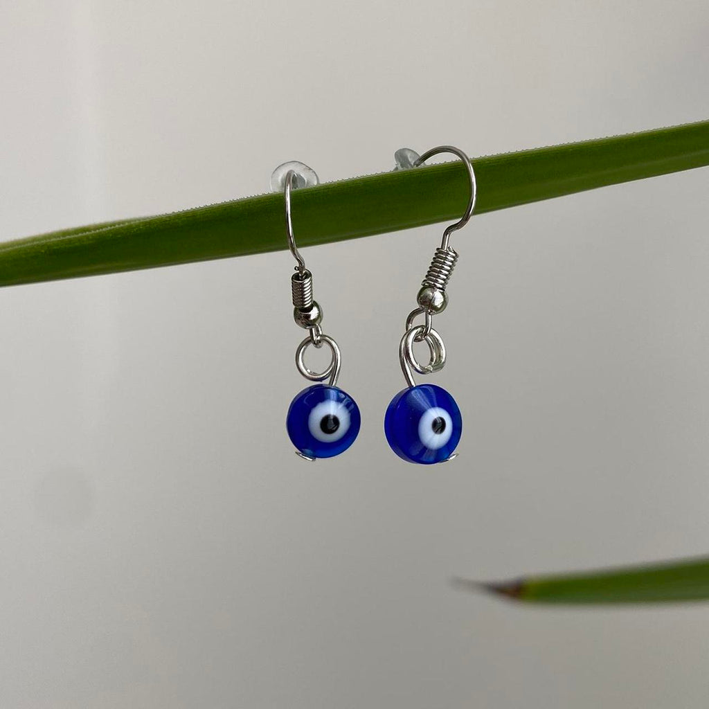 Blue Evil Eye Of Protection Dangle Earrings Silver - Image 4
