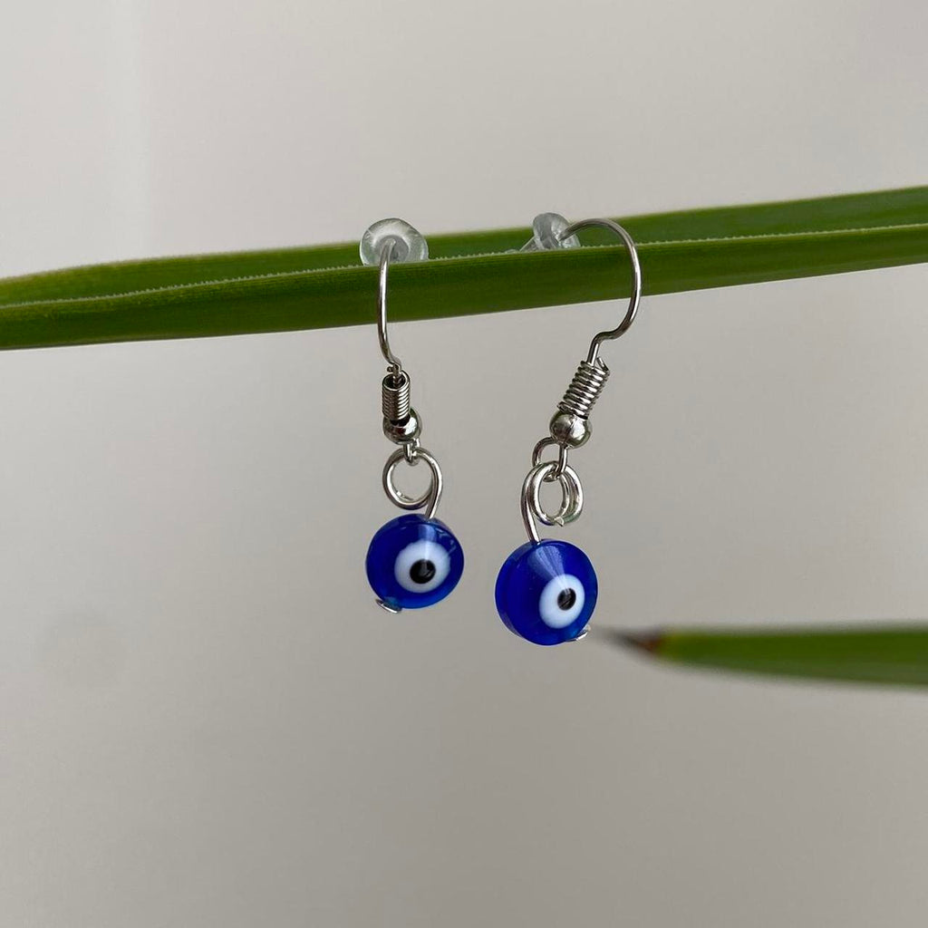 Blue Evil Eye Of Protection Dangle Earrings Silver - Image 2