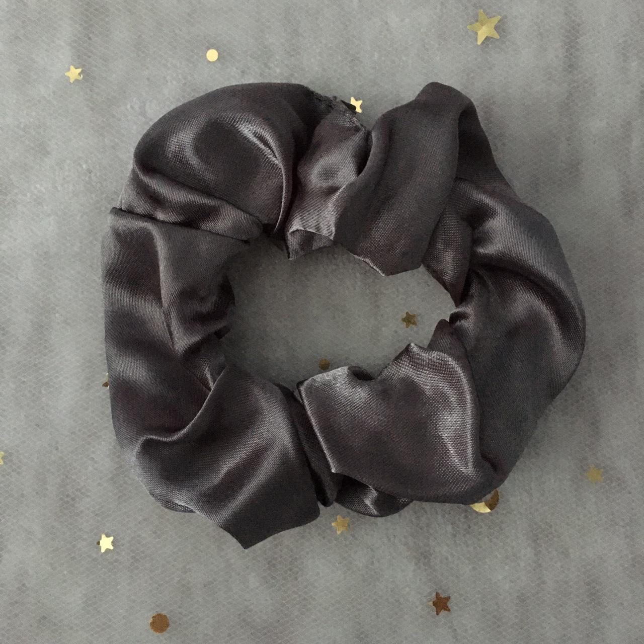 Dark Grey Silver Satin Scrunchie Instant Buy - Image 3