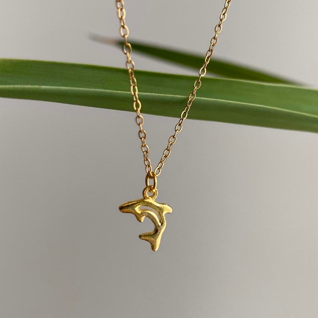 Gold Dolphin Pendant Chain Necklace 18 Karat Gold - Image 3