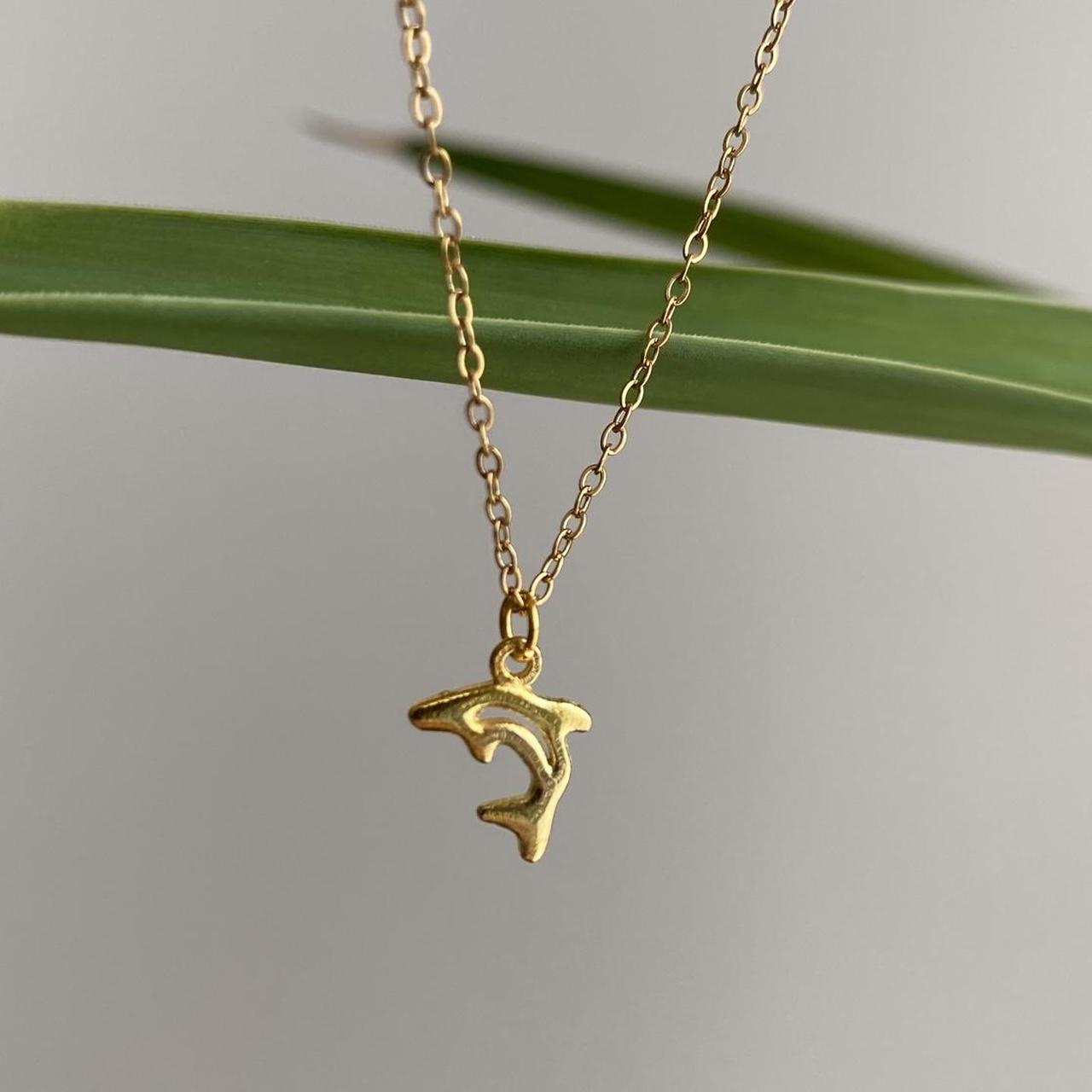 Gold Dolphin Pendant Chain Necklace 18 Karat Gold - Image 3