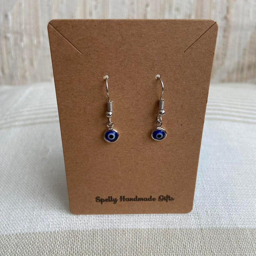 Silver Evil Eye Of Protection Dangle Earrings - Image 4