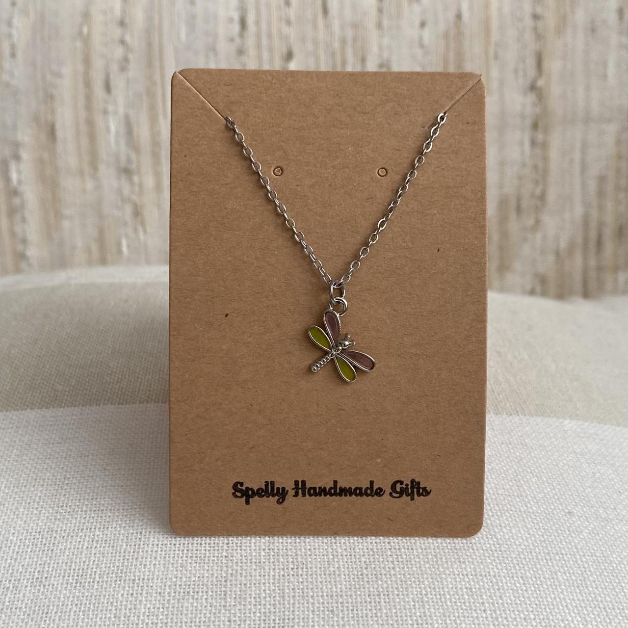 Pink And Yellow Enamel Dragonfly Pendant Chain - Image 4