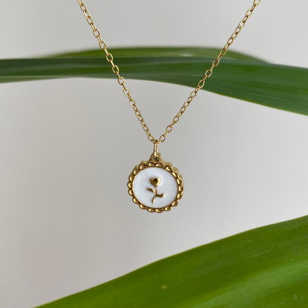 18 Karat Gold Plated White Enamel Vintage Style Rose - Image 4