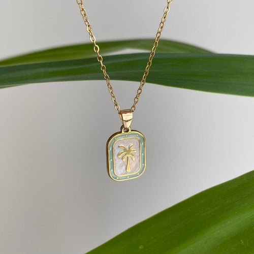 18 Karat Gold Plated Green And White Enamel Tropical - Image 3