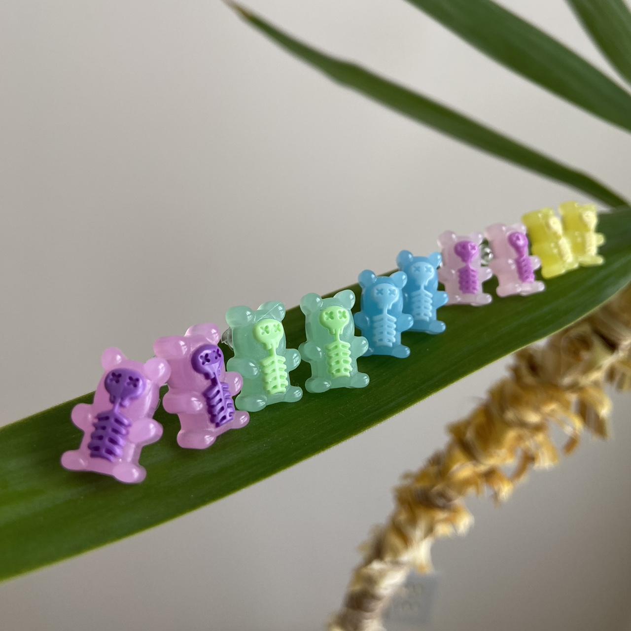 Yellow Skeleton Gummy Bear X Ray Stud Earrings - Image 4