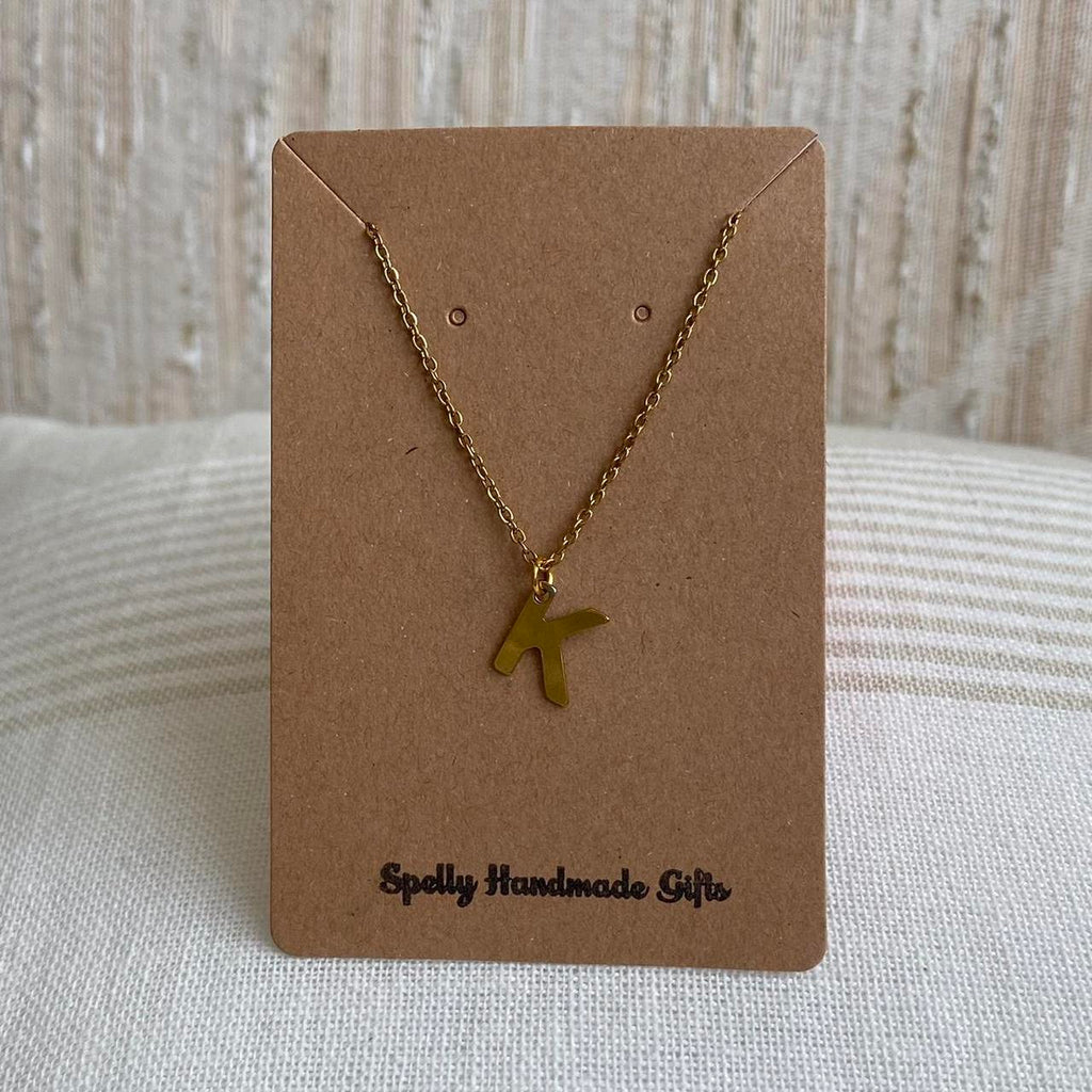 Gold Letter K Initial Pendant Chain Necklace 18 - Image 3