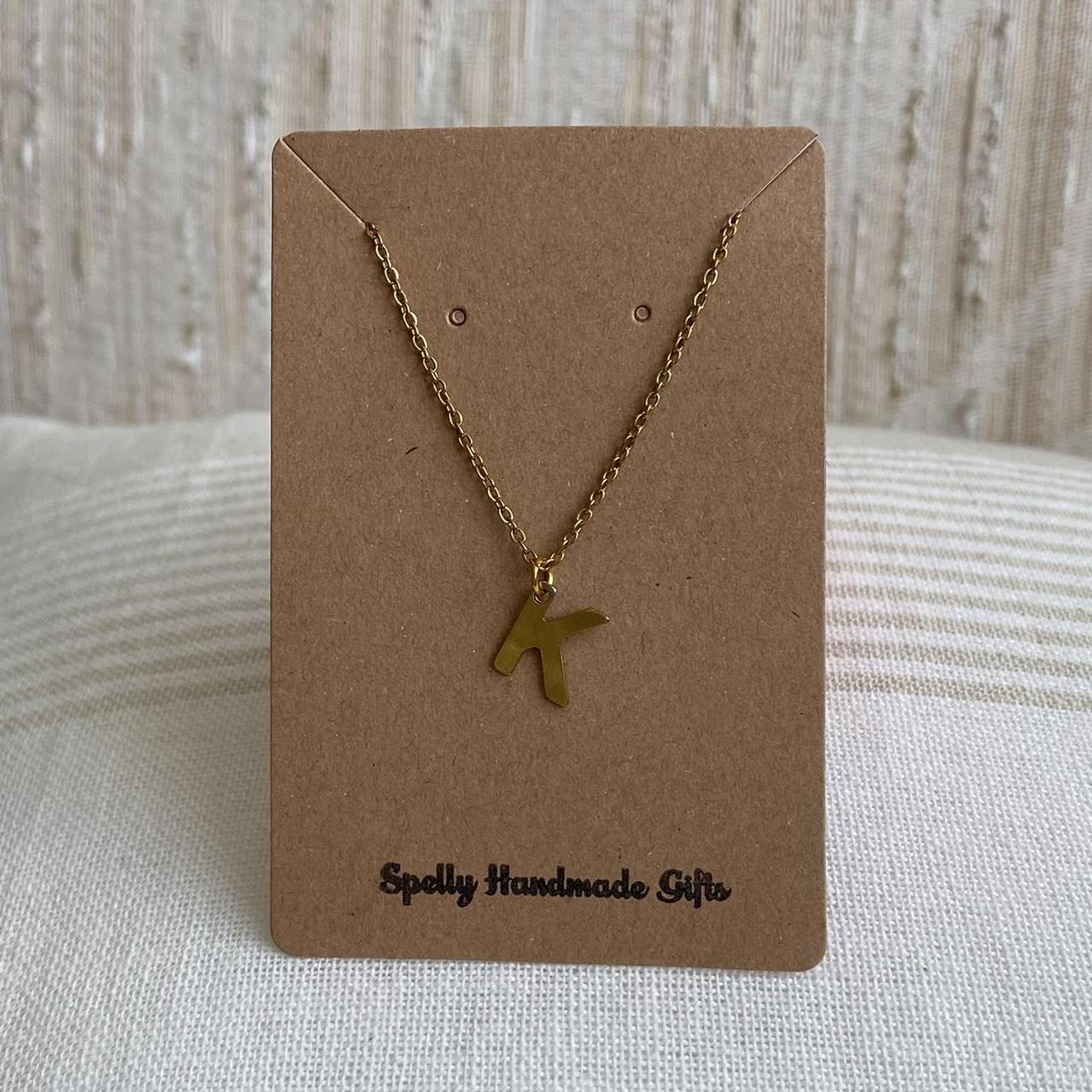 Gold Letter K Initial Pendant Chain Necklace 18 - Image 3