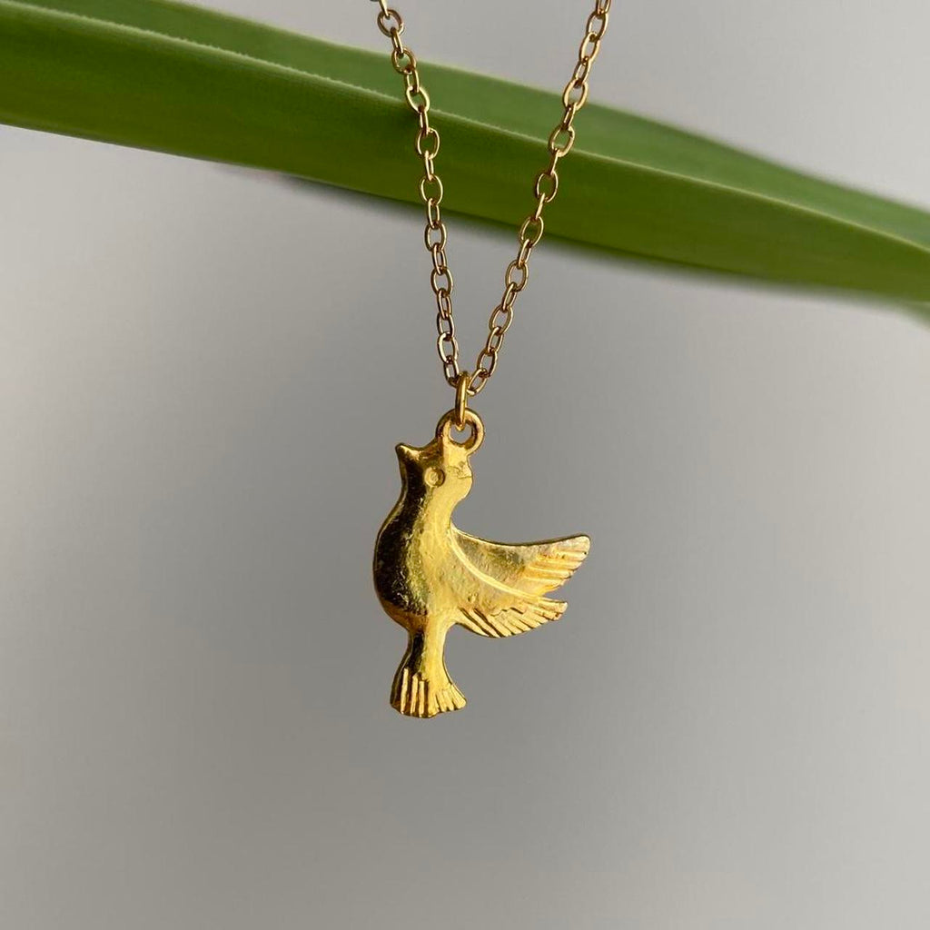 Flying Dove Bird Gold Pendant Chain Necklace 18 - Image 6
