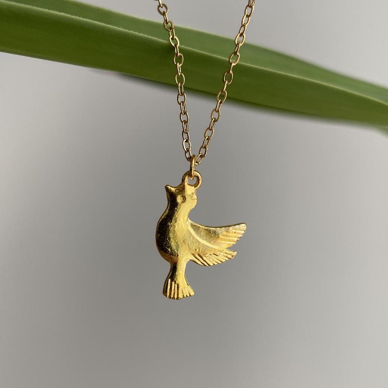 Flying Dove Bird Gold Pendant Chain Necklace 18 - Image 6