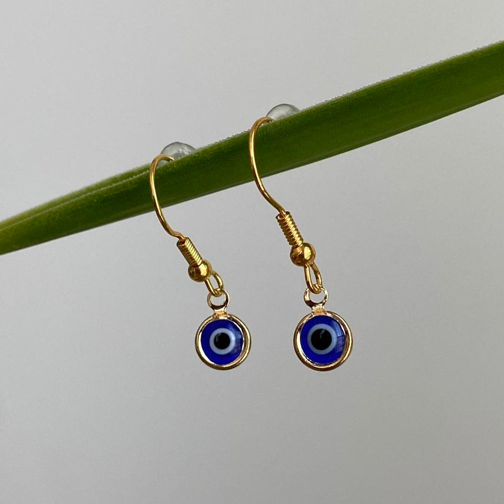 Gold Evil Eye Of Protection Dangle Earrings Also