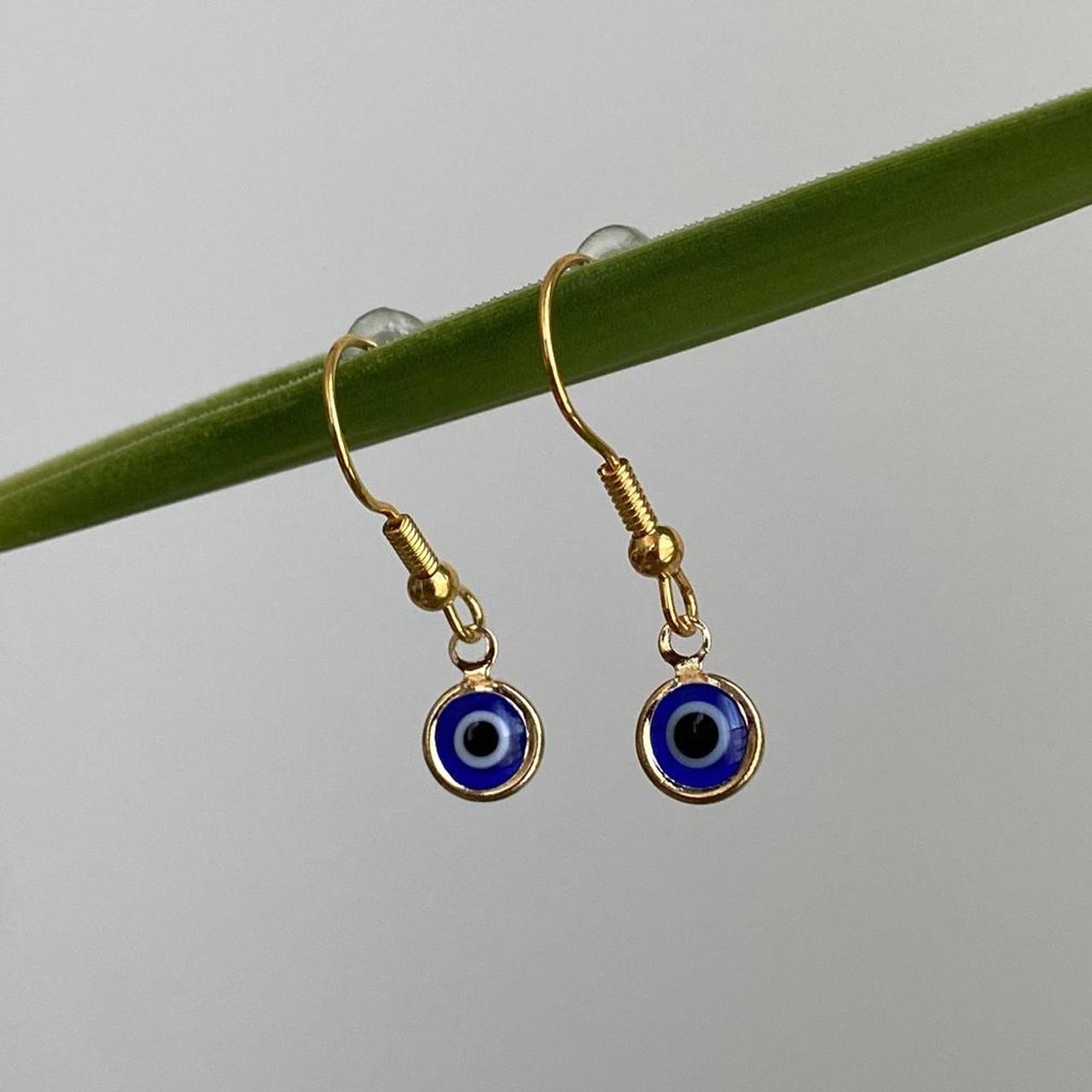Gold Evil Eye Of Protection Dangle Earrings Also