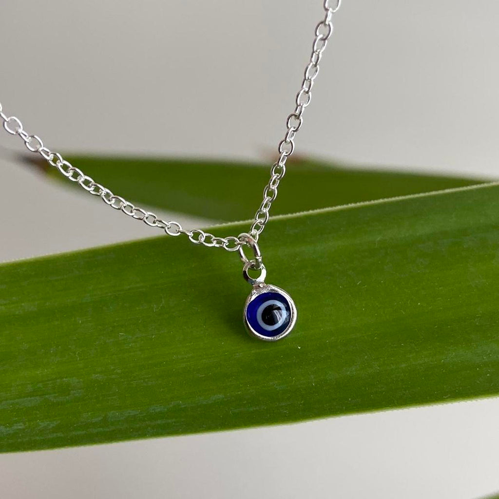 Silver Evil Eye Of Protection Pendant Chain