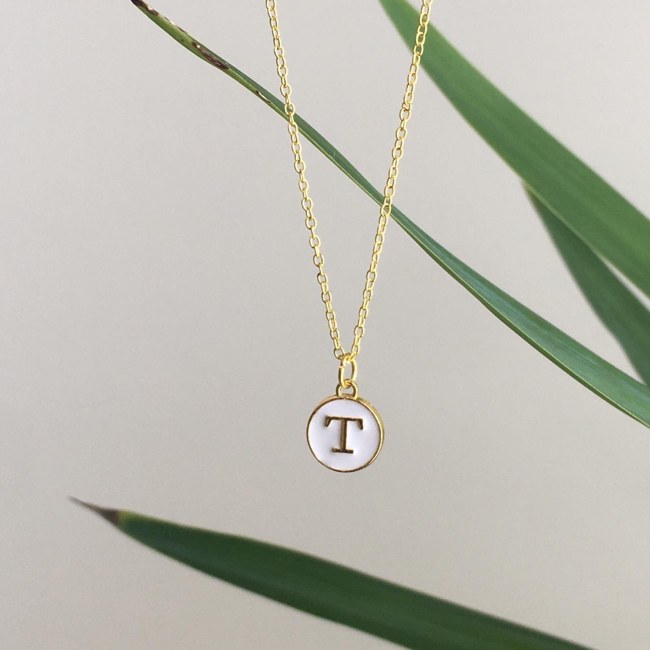 Letter T Initial Pendant Chain Necklace Hand Made