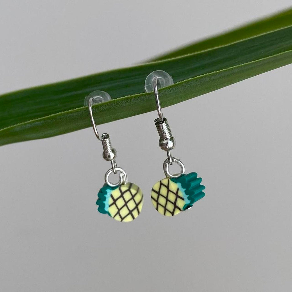 Yellow Pineapple Fruit Polymer Clay Dangle Earrings - Image 2