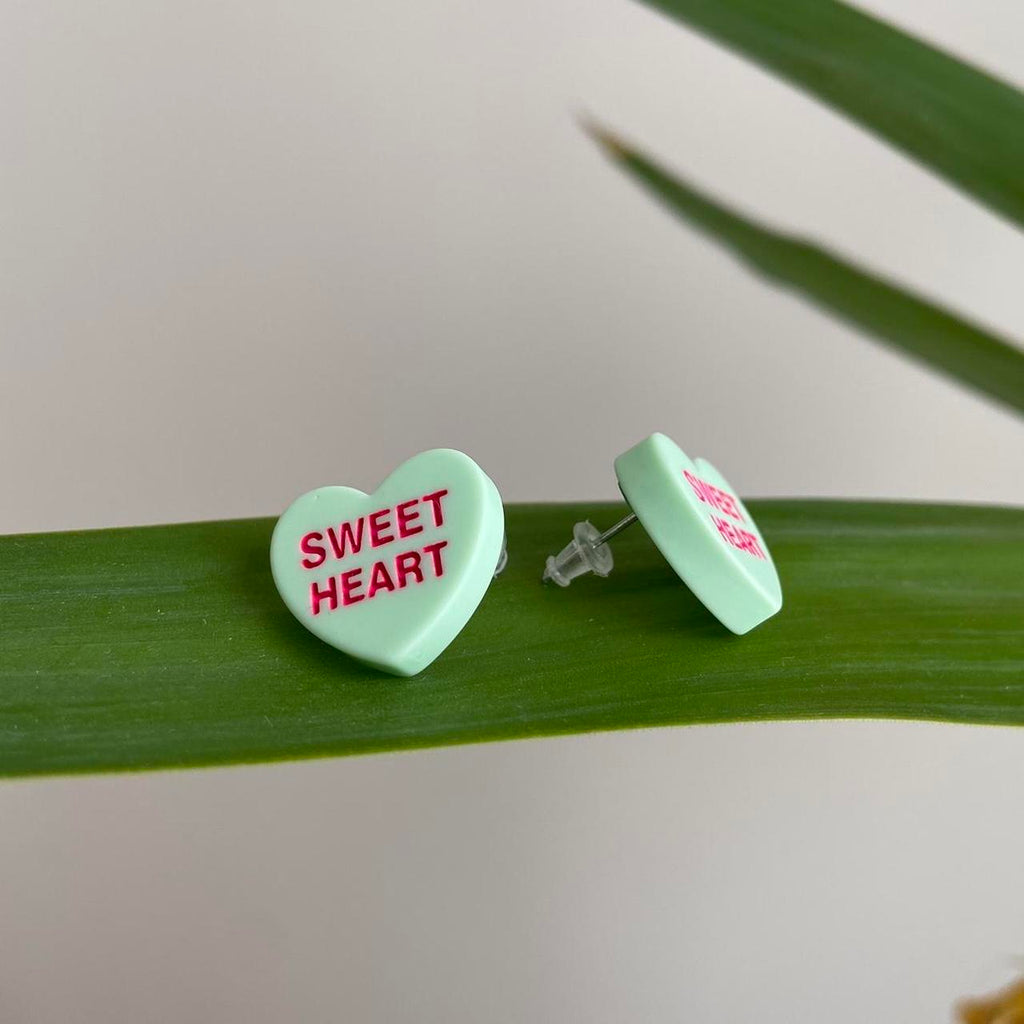 Green Sweet Heart Valentines Day Candy Shaped Stud - Image 2