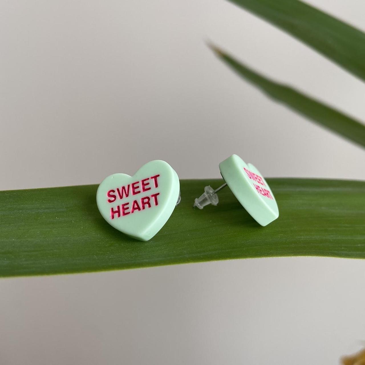 Green Sweet Heart Valentines Day Candy Shaped Stud - Image 2