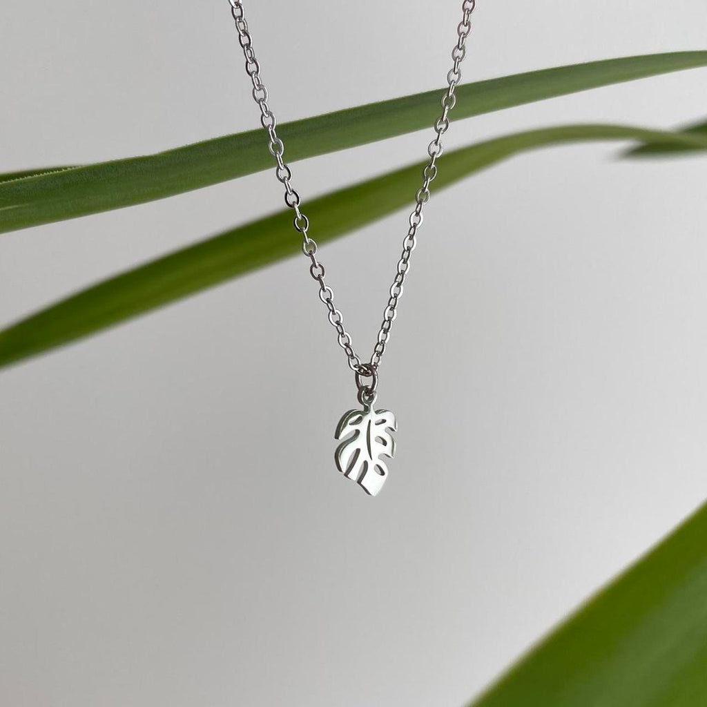 Silver Tropical Palm Tree Leaf Pendant Chain - Image 7