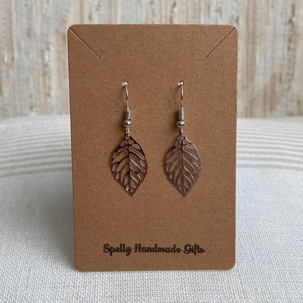 Small Silver Leaf Dangle Earrings 3 Sizes - Image 5