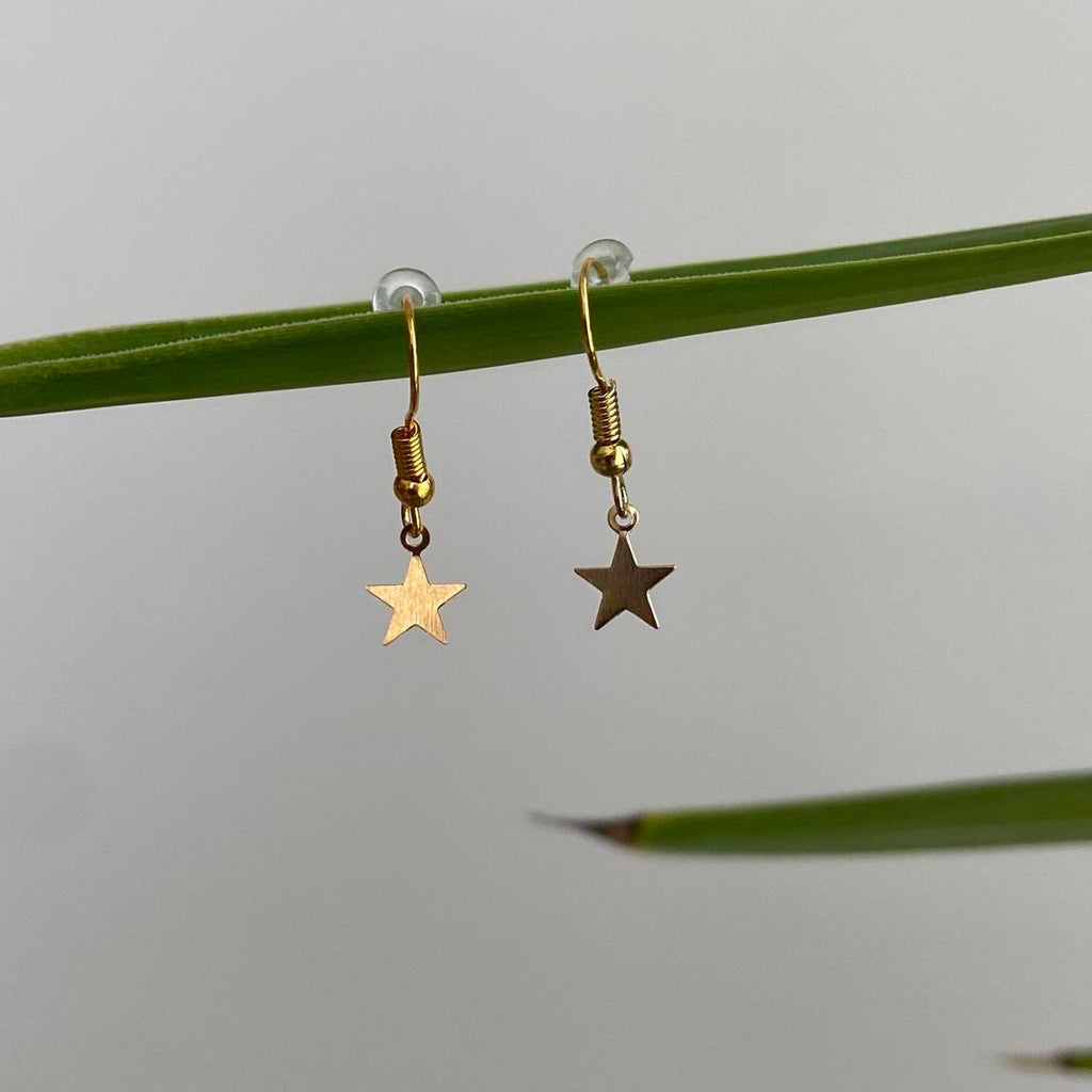 Petite Minimalist Gold Star Dangle Earrings Also - Image 3