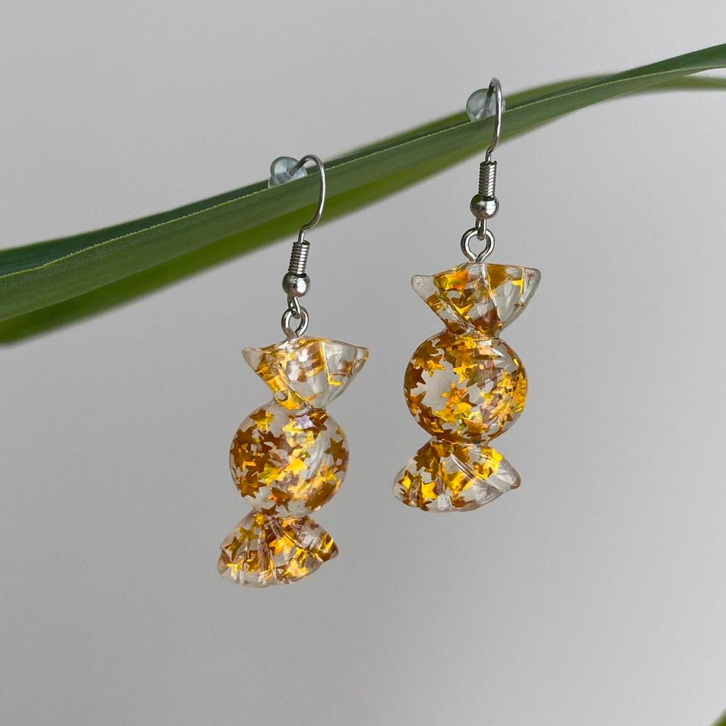 Sparkly Resin Yellow Gold Candy Dangle Earrings With - Image 4