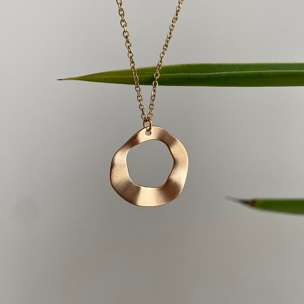 Organically Shaped Gold Hoop Ring Pendant Chain - Image 2